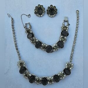 Verified Juliana Parure Gray Ovals Clear Chatons Bracelet, Necklace, Earrings